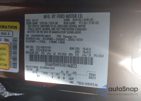 2015 Ford Fusion Se from USA, damaged, VIN 3FA6P0H95FR146823